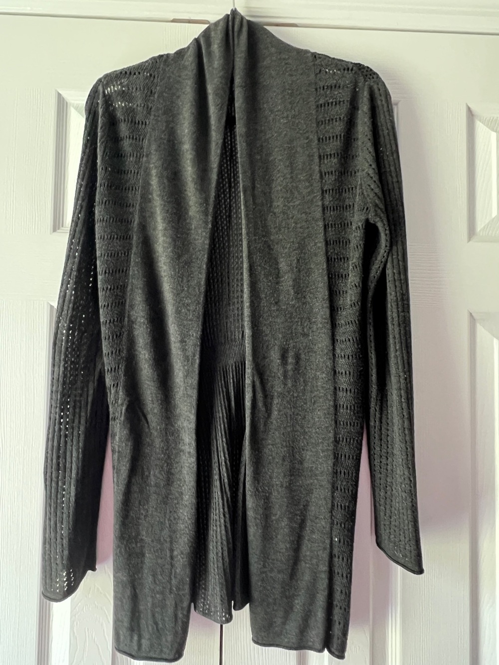 Open Front Lightweight Knit Cardigan - Dark Gray